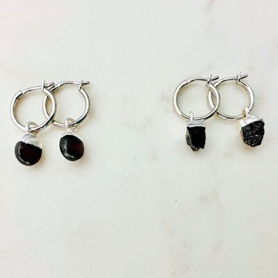 January Birthstone Earrings, Garnet - Silver Plated