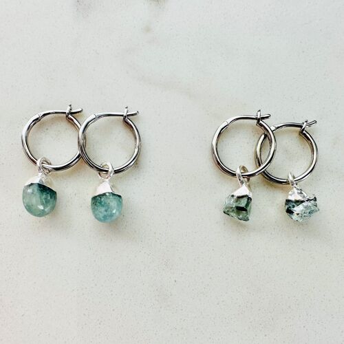 March Birthstone Earrings, Aquamarine - Silver Plated