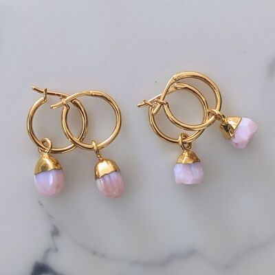 Ohrringe mit Geburtsstein Oktober, rosafarbener Opal – vergoldet