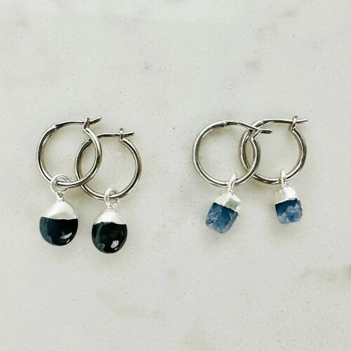 September Birthstone Earrings, Sapphire - Silver Plated