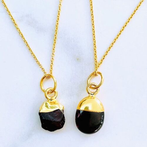 January Birthstone Necklace, Garnet - Gold Plated