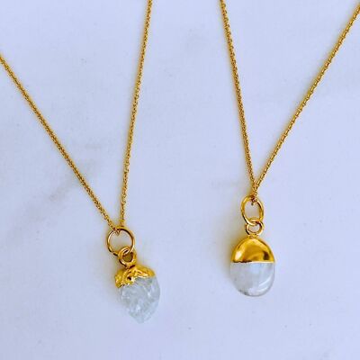 June Birthstone Necklace, Moonstone - Gold Plated