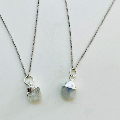 June Birthstone Necklace, Moonstone - Silver Plated