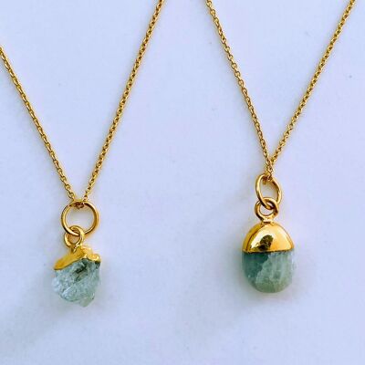 March Birthstone Necklace, Aquamarine - Gold Plated