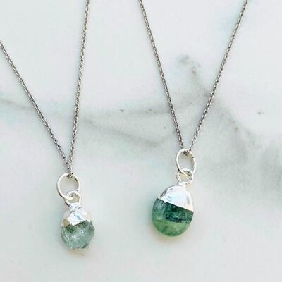 March Birthstone Necklace, Aquamarine - Silver Plated