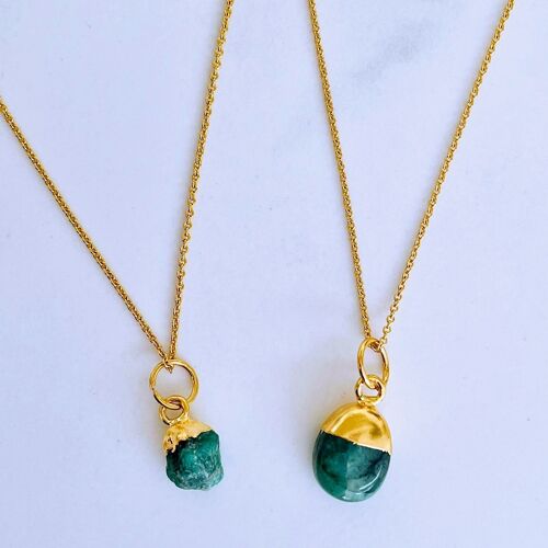 May Birthstone Necklace, Emerald - Gold Plated