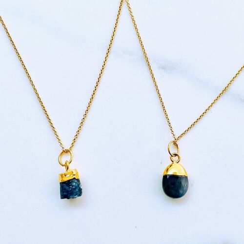 September Birthstone Necklace, Sapphire - Gold Plated