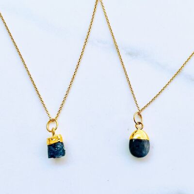 September Birthstone Necklace, Sapphire - Gold Plated