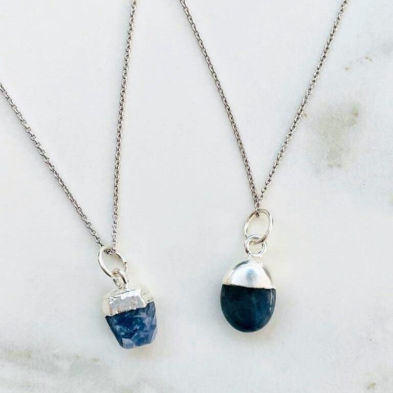 September Birthstone Necklace in Sterling Silver & Sapphire - Eliza Wills  Jewellery