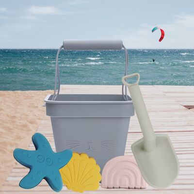 Strandspielzeug-Set aus 100 % lebensmittelechtem Silikon (5 Stück), EN71