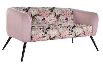 CANAPÉ MÉTAL POLYESTER 140X71X71 FLEURS ROSE LD190957 6