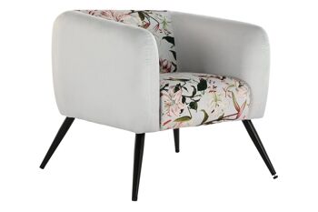 FAUTEUIL METAL POLYESTER 75X71X71 FLEURS BEIGE LD190958 1