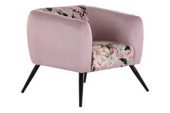 FAUTEUIL METAL POLYESTER 75X71X71 FLEURS ROSE LD190959 1