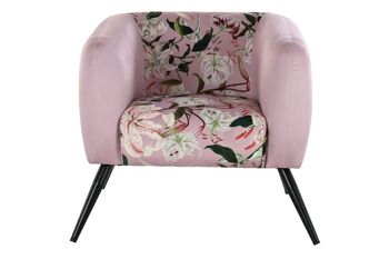 FAUTEUIL METAL POLYESTER 75X71X71 FLEURS ROSE LD190959 5