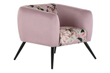 FAUTEUIL METAL POLYESTER 75X71X71 FLEURS ROSE LD190959 8