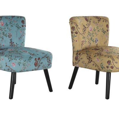 POLYESTER CHAIR WOOD 60X66X77 FLOWERS 2 ASSORTED. LD190968