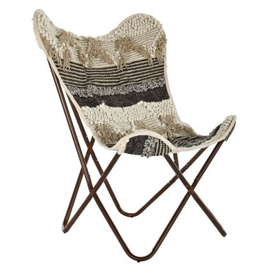 IRON COTTON ARMCHAIR 74X65X90 BROWN BUTTERFLY LD193915