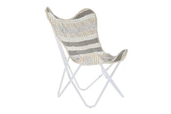 FAUTEUIL IRON COTON 74X65X90 BLANC PAPILLON LD193920 1