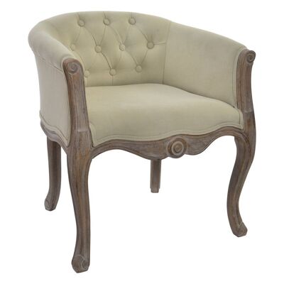 RUBBERWOOD POLYESTER ARMCHAIR 61X61X69 NATURAL BEIGE MB150222