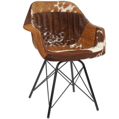 METAL LEATHER CHAIR 61X53X81,5 BROWN COW MB162353