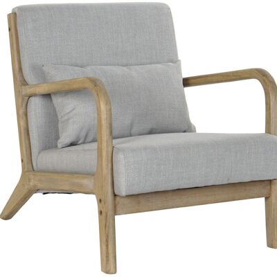 POLTRONA IN LINO RUBBERWOOD 65X83X74 GRIGIO MB173040