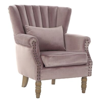 VELVET RUBBERWOOD ARMCHAIR 73X70X87 PINK MB175522