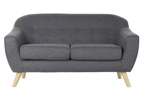 SOFA POLIESTER RUBBERWOOD 146X72X82 2 PLAZAS GRIS MB179942