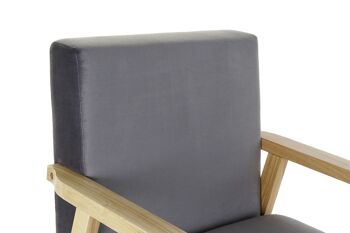 FAUTEUIL POLYESTER MDF 62X70X76 VELOURS GRIS MB180215 8
