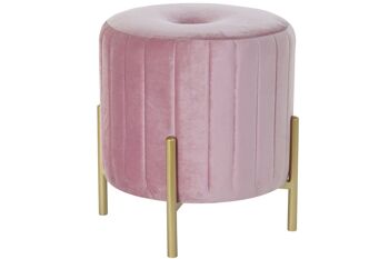 REPOSE PIED METAL VELOURS 44X44X46 VELOURS ROSE MB182982 1