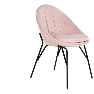 CHAISE METAL VELOURS 60X60X85 ROSE MB184928