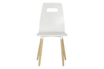 CHAISE CAOUTCHOUC BOIS 43X50X88 BLANC MB185946 5