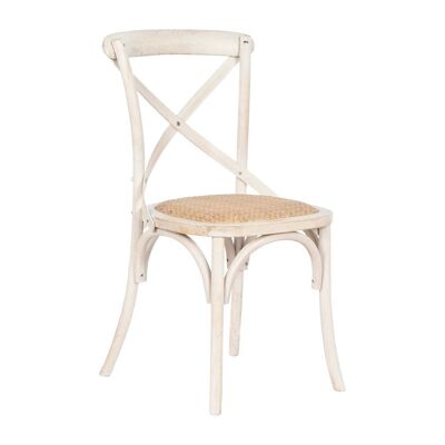 CHAISE RUBBERWOOD EN OSIER 44X42X88 DOS CROISÉ BLANC MB187998
