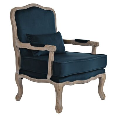 FAUTEUIL BOIS POLYESTER 70X66X95,5 TURQUOISE MB188028