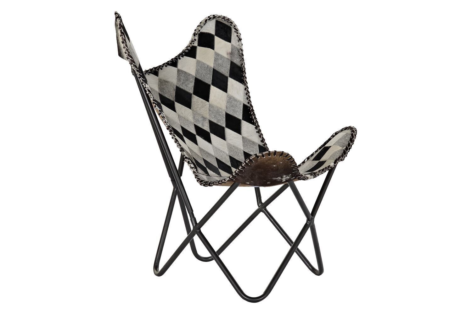 POLTRONA FERRO PELLE 70X70X90 MARRONE ROMBI MB190042