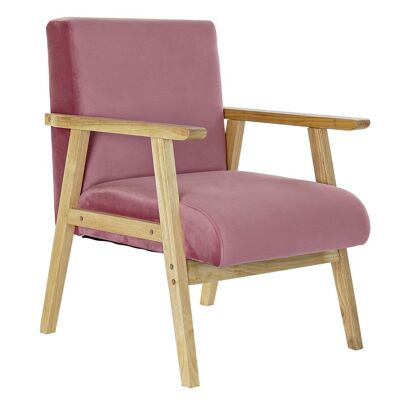 FAUTEUIL POLYESTER MDF 61X63X77 VELOURS ROSE MB190849
