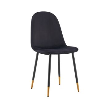 Lot de 2 chaises de salle à manger en velours NOIR NUOVA pour la cuisine, le salon, l'intérieur et l'hôtellerie THINIA HOME 1