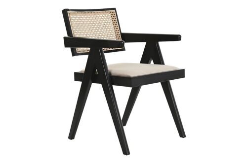 SILLA OLMO RATAN 55X54X82 TAPIZADO NEGRO MB193695