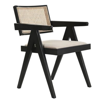 SILLA OLMO RATAN 55X54X82 TAPIZADO NEGRO MB193695