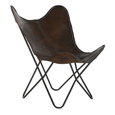 METAL LEATHER CHAIR 78X76X96 BROWN MB196260