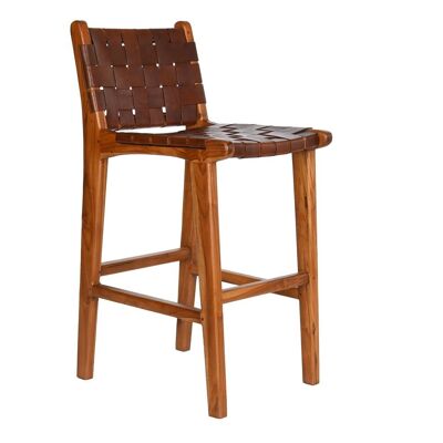 TEAK LEATHER STOOL 41X53X90 BROWN MB199284