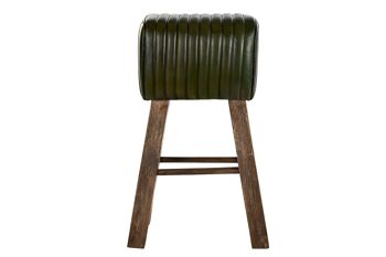 TABOURET BOIS CUIR 41X30X79 VERT FONCÉ MB199873 4