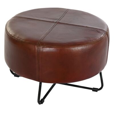 METAL LEATHER FOOTREST 55X55X37 BROWN MB199874