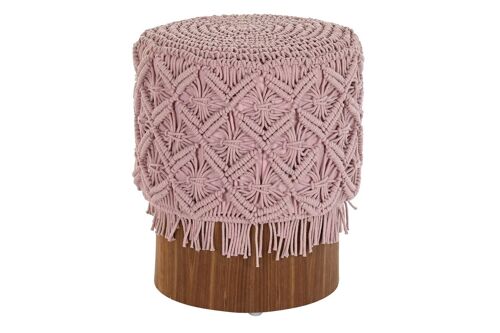 REPOSAPIES ALGODON MADERA 43X43X51 MACRAME MB200161