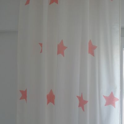 Cream curtain with pink stars