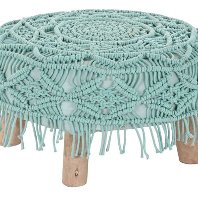 POGGIAPIEDI LEGNO COTONE 53X53X31 MACRAME MB200166