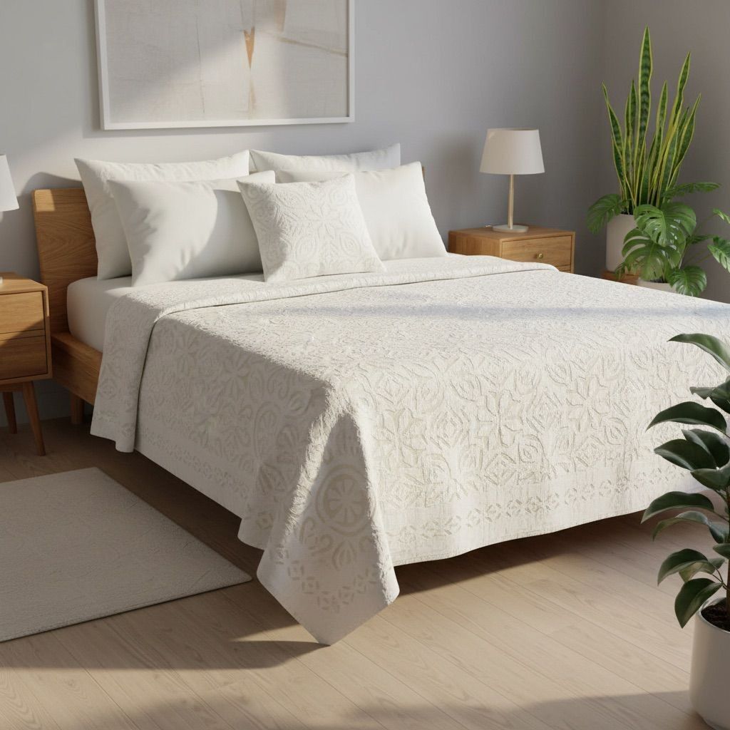 Colcha calada blanca 170x270cm