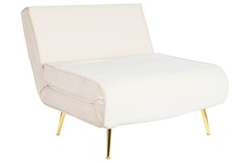 CANAPÉ LIT MÉTAL POLYESTER 90X90X84 CRÈME MB202972 4