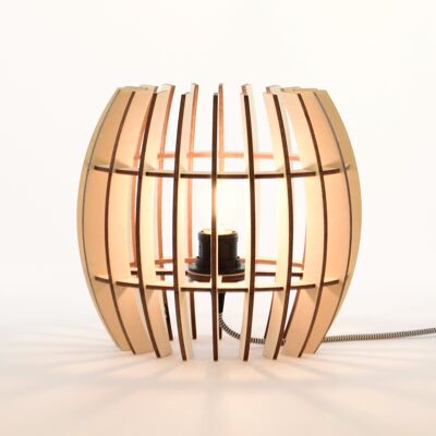 Lampe à poser - Globe ovale - My-Wood - ampoule E27 - bouleau certifié FSC découpé au laser en France