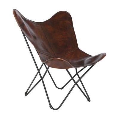 METAL LEATHER CHAIR 76X76X89 BROWN BUTTERFLY MB206225