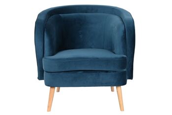 FAUTEUIL MÉTAL POLYESTER 78X78X78 VELOURS BLEU MB206608 6